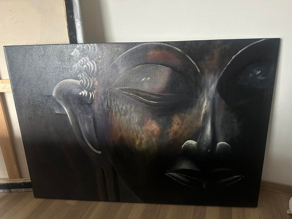 Mooie canvas met buddha, Ophalen, Zo goed als nieuw, Schilderij, 75 cm of meer