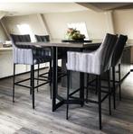 Tafel met 4 barkrukken - voor aan/op aanrechtblad, Ophalen, Gebruikt, Met voetsteun, 90 cm of meer