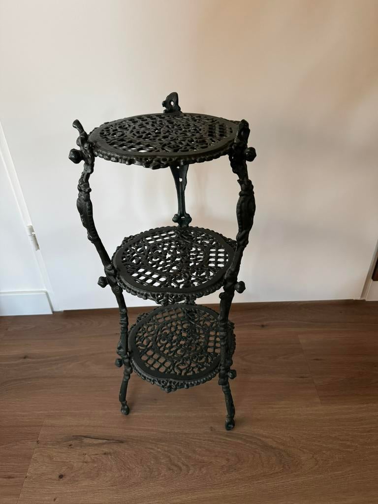 Gietijzeren plantentafel, Ophalen, Zo goed als nieuw, Rond, Metaal