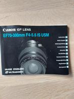 Gebruiksaanwijzing canon lens ef 70-300mm usm, Ophalen of Verzenden, Canon, 8 keer of meer