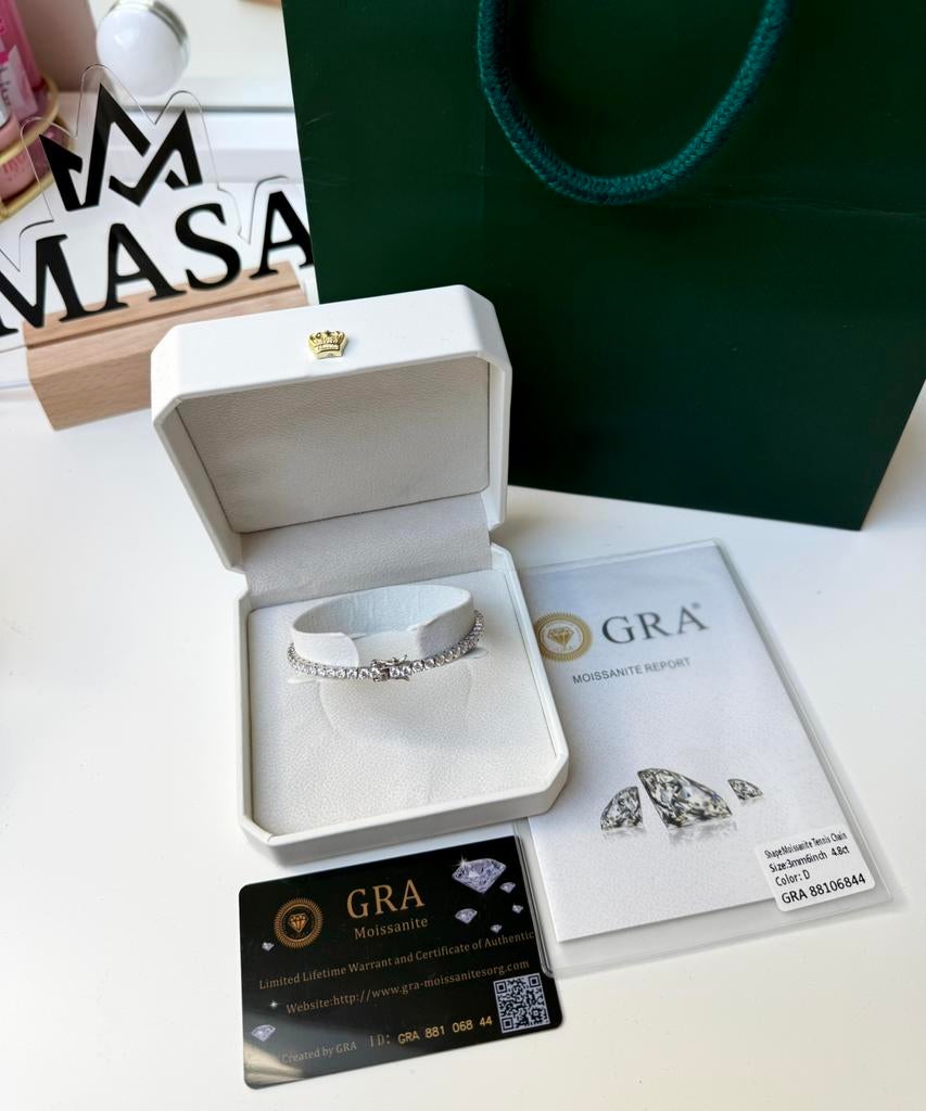 oissaniet Diamant & Zilveren Tennisarmband (GRA), Sieraden, Tassen en Uiterlijk, Edelstenen, Ophalen of Verzenden, Zo goed als nieuw