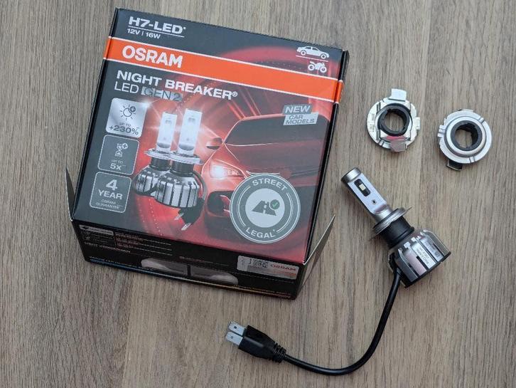 Osram night breaker LED GEN 2 H7 + adapters, Auto-onderdelen, Verlichting, Universele onderdelen, Gebruikt, Ophalen of Verzenden