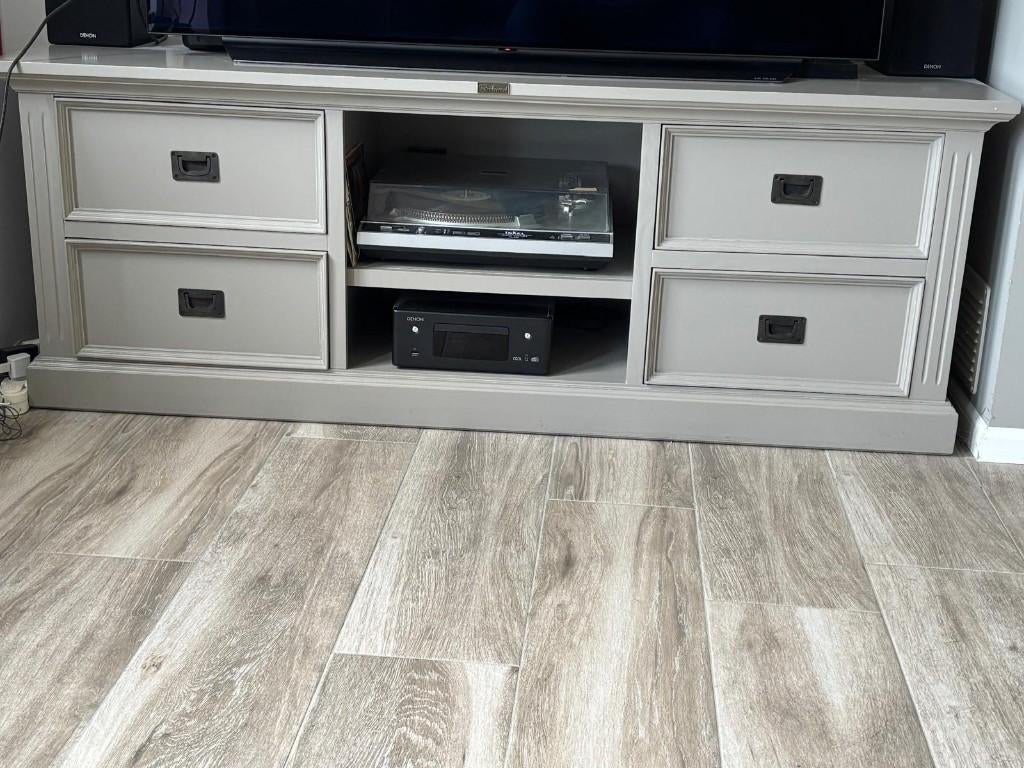 TV-Dressoir Oud grijs antiek H60xB164xD50 cm, Huis en Inrichting, Kasten | Televisiemeubels, Ophalen, Gebruikt, 150 tot 200 cm