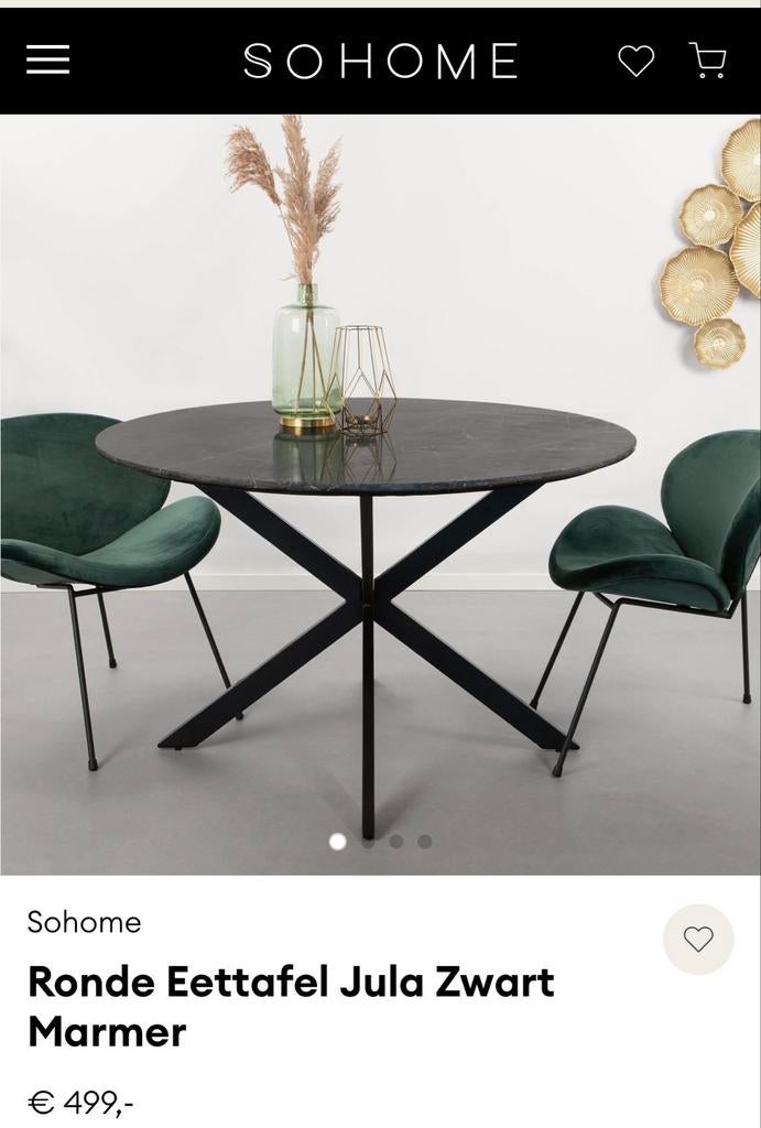 Ronde zwarte marmeren tafel 120cm, Huis en Inrichting, Tafels | Eettafels, Overige materialen, 100 tot 150 cm, Rond, Ophalen of Verzenden