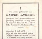A' Dam 1926 - 1945 Marinus Lambregts, Ophalen of Verzenden, Bidprentje