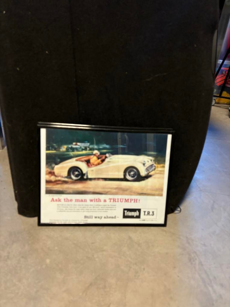 Ingelijste Triumph TR3 advertentie, Ophalen, Gebruikt, Auto's