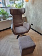 Xooon Noora Fauteuil - met poef in Taupe kleur, Gebruikt, Minder dan 75 cm, Ophalen of Verzenden, Stof
