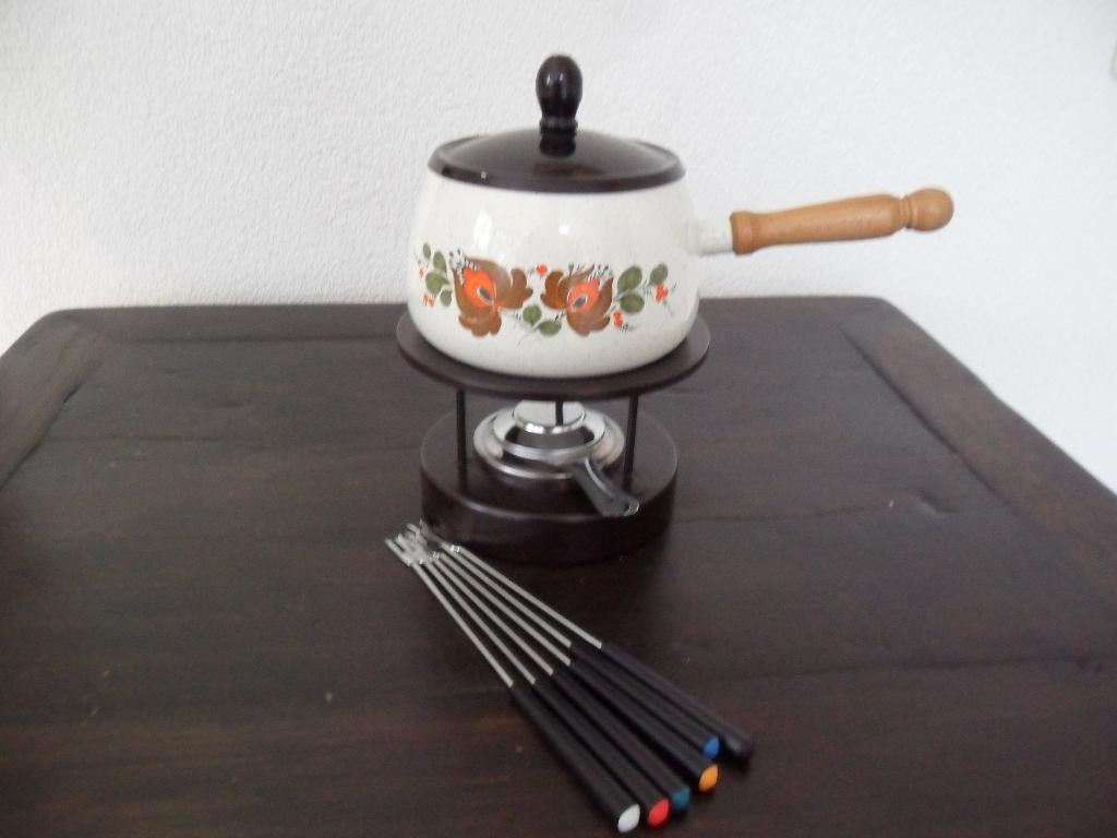 retro fonduepan met spiritusbrander, Witgoed en Apparatuur, Fonduesets, Ophalen of Verzenden, Brander, Fonduepan