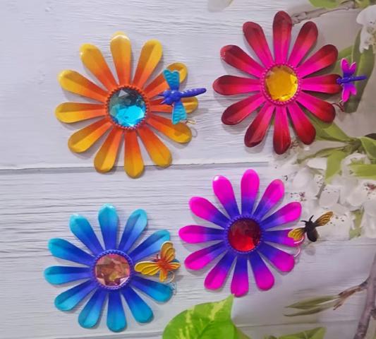 Muurdecoratie Bloemen metaal met stras steen, Ophalen of Verzenden, Nieuw