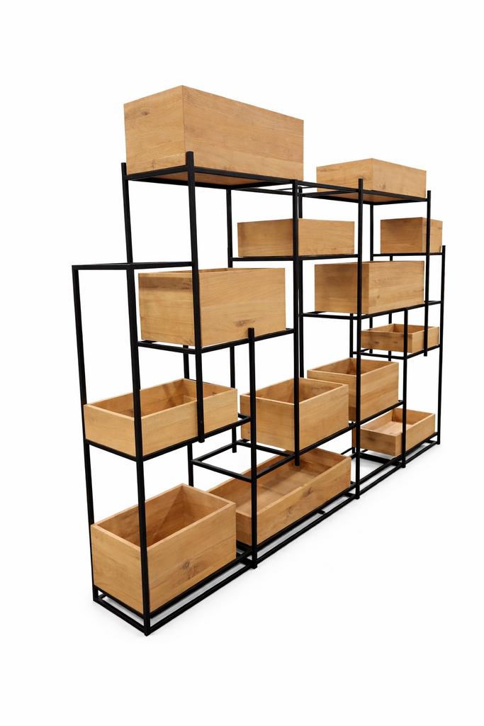 Industriëlen roomdivider / kast / staal & eiken, Huis en Inrichting, Ophalen, Zo goed als nieuw, 200 cm of meer, Eikenhout