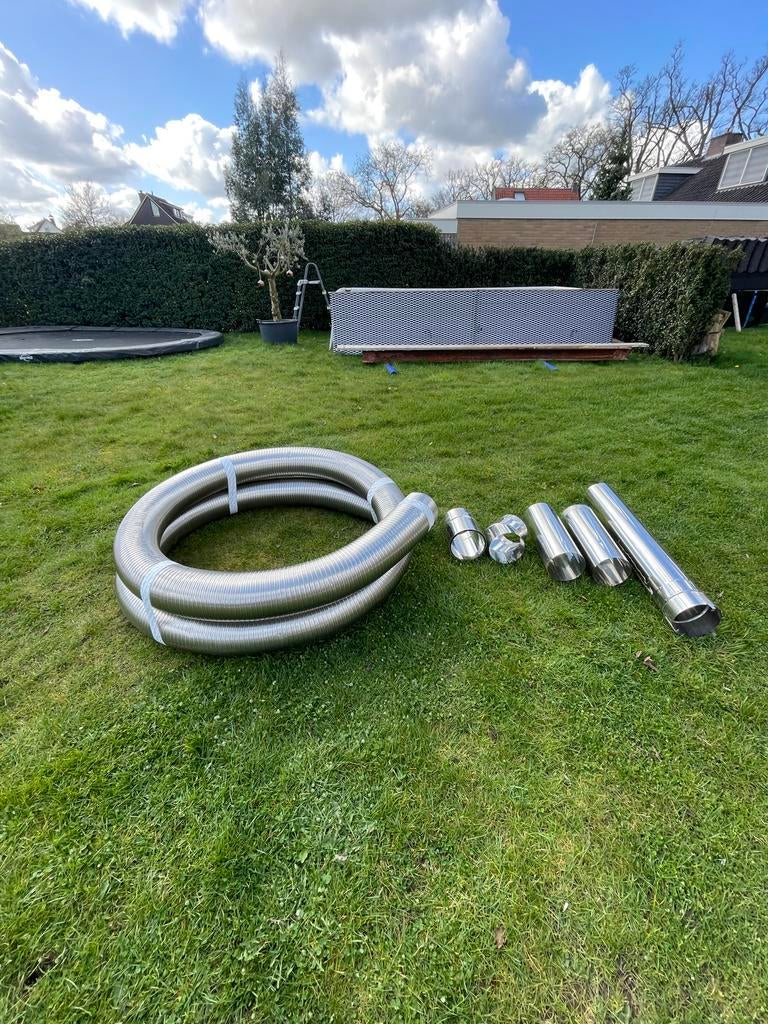 Kachelpijp Rvs kachelbuis 10 meter. .rookkanaal, Doe-het-zelf en Verbouw, Ophalen, Zo goed als nieuw