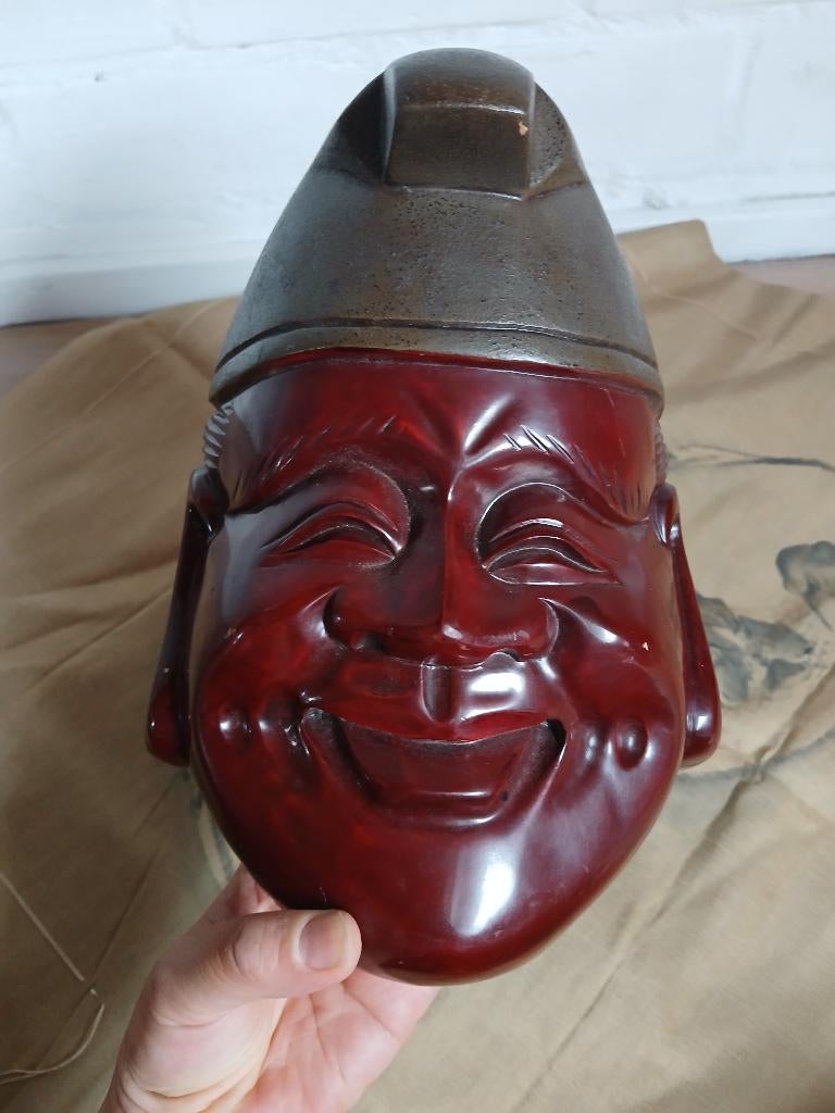 Japanse vintage / antieke omen masker Ebisu, Ophalen of Verzenden