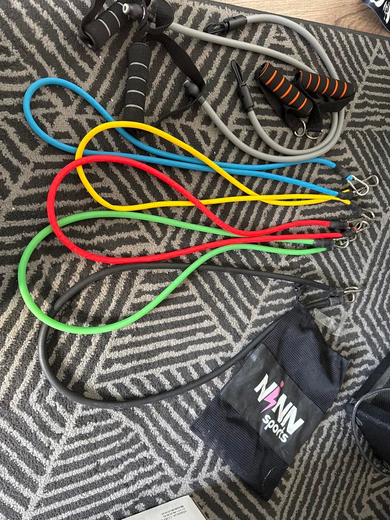 Gym Weerstandsbanden Set voor Thuis Workouts - Diverse Sterk, Sport en Fitness, Fitnessmaterialen, Ophalen, Zo goed als nieuw