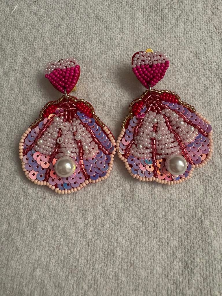 Clip oorbellen schelpen en parel, Overige materialen, Hangers, Verzenden, Nieuw