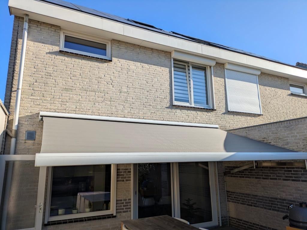 Elektrisch zonnescherm, Tuin en Terras, Zonneschermen, Ophalen, Gebruikt, 450 cm of meer, Elektrisch