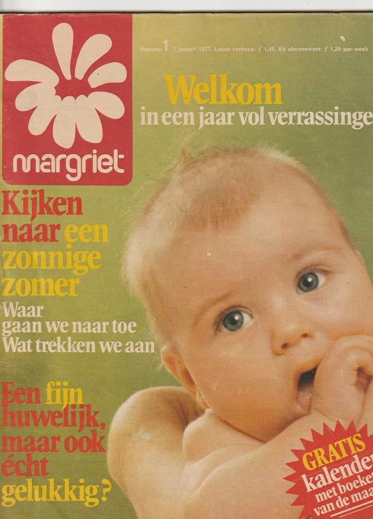 Vintage Margriet 1977 n.1 recepten mode & interieur tips, Verzamelen, Verzenden, 1960 tot 1980, Nederland, Tijdschrift