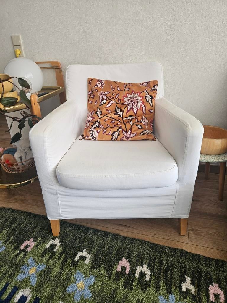 IKEA stoel wit - Gebruikt, hoes vervangbaar, Huis en Inrichting, Fauteuils, Ophalen, Gebruikt, Stof