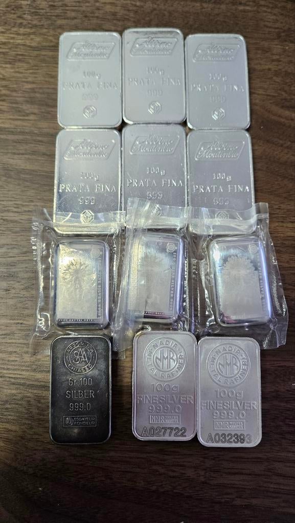 12 x 100 gram zilverbaren, Ophalen of Verzenden, Zilver