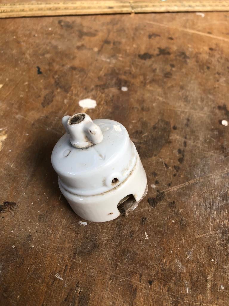 Vintage Porseleinen Draaischakelaar Jaren '50, Ophalen of Verzenden