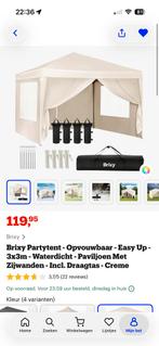 Brixy Partytent 3x3m - Waterdicht & Easy Up - Crème, Ophalen, Opvouwbaar, Partytent, Minder dan 4 meter