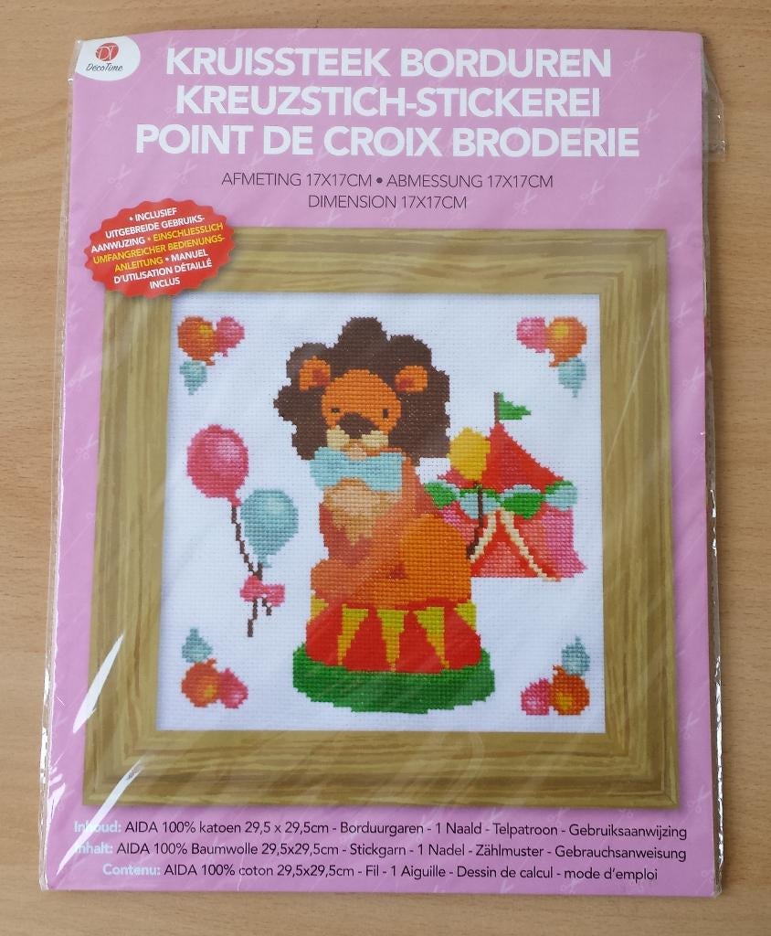 Circusleeuwtje Pakket - Deco Time, Hobby en Vrije tijd, Ophalen of Verzenden, Handborduren, Nvt, Deco Time