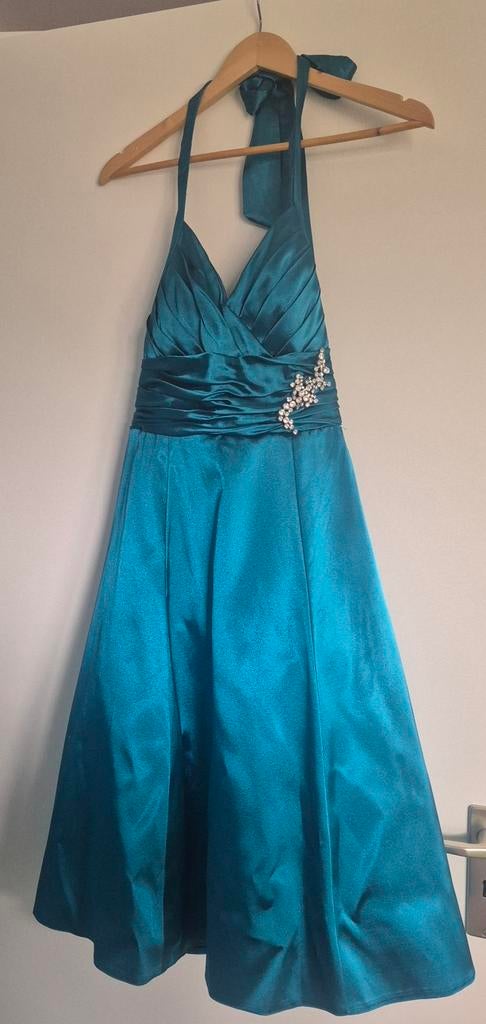 Satijnen Galajurk met Stola - Perfect voor Spec Gelegenh, Maat 38/40 (M), Galajurk, Ophalen of Verzenden, Groen