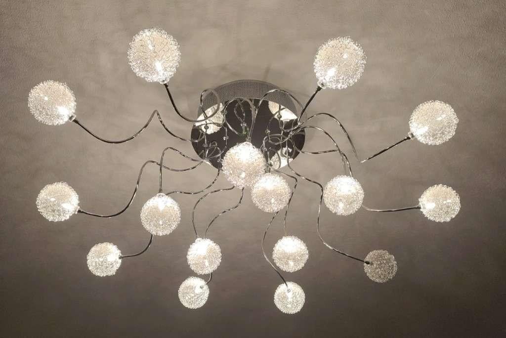 Wofi Astro Plafondlamp met Chromen Armen en Glazen Bollen!, Ophalen, Gebruikt, Glas, Modern, Design