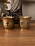 Vintage messing houders met Franse Lelie motief, Ophalen of Verzenden