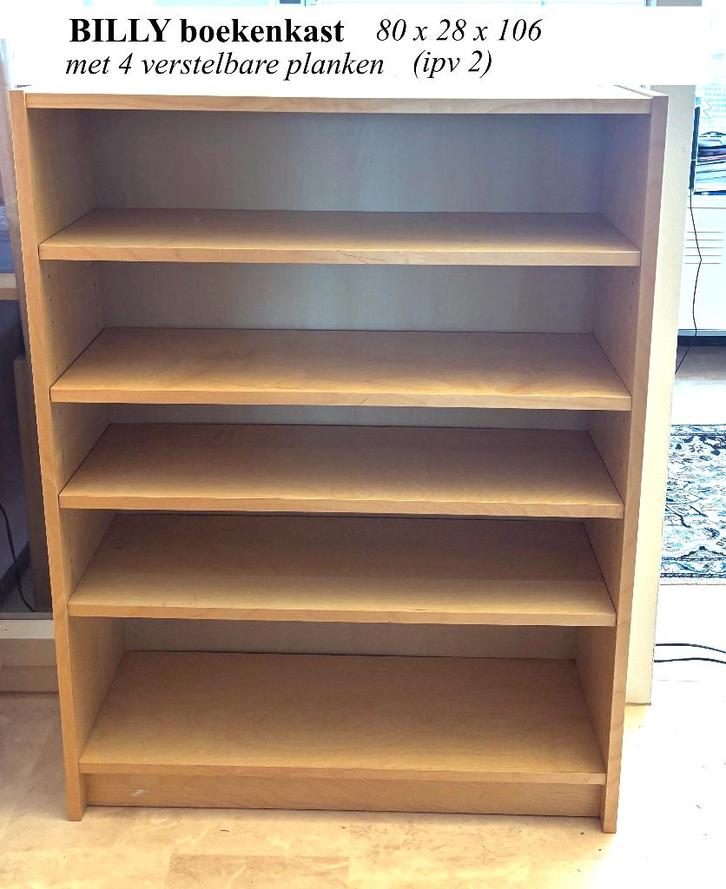 Ikea BILLY Boekenkast Berken 80x28x106 incl 4 planken ipv 2, Huis en Inrichting, Kasten | Boekenkasten, Gebruikt, 50 tot 100 cm