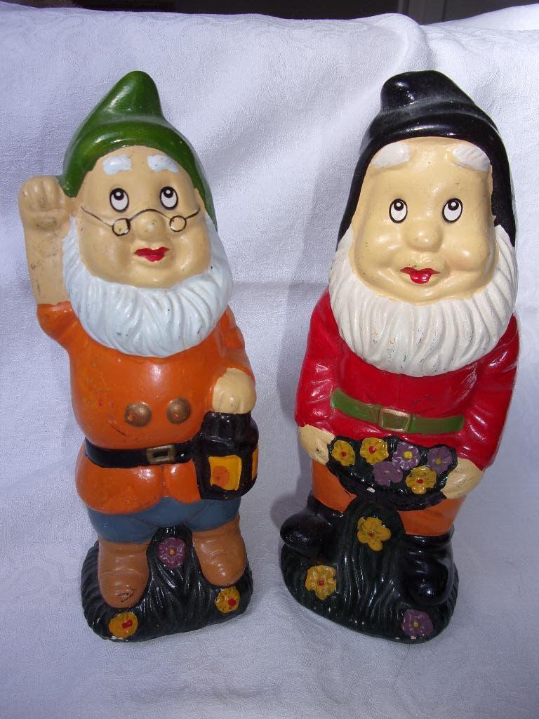 2x kleurrijke vintage tuinkabouter kabouter keramiek igs, Antiek en Kunst, Curiosa en Brocante, Ophalen of Verzenden