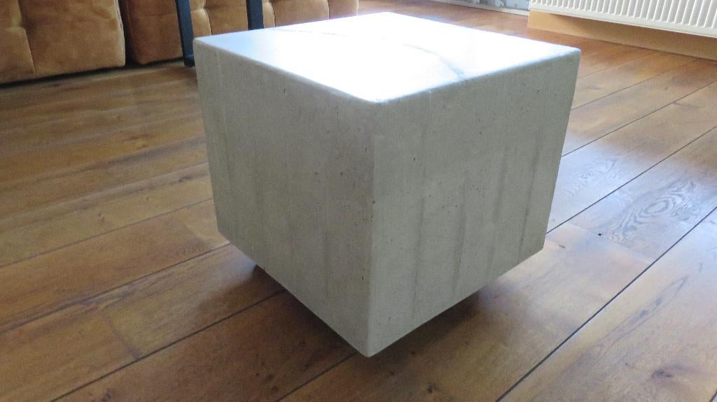 Bijzettafel op wielen betonnen kubus, Ophalen, Minder dan 55 cm, Vierkant, Zo goed als nieuw