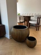 Capi Nature Groove Bloempotten Bol Zwart/Goud – Set van 2, Tuin en Terras, Bloembakken en Plantenbakken, Ophalen, Zo goed als nieuw
