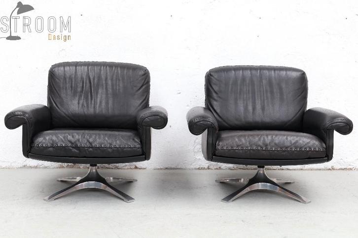 De Sede Lounge chairs fauteuils Jaren Vintage Design Stoelen, Huis en Inrichting, Fauteuils, Gebruikt, Hout, Leer, Metaal, 50 tot 75 cm