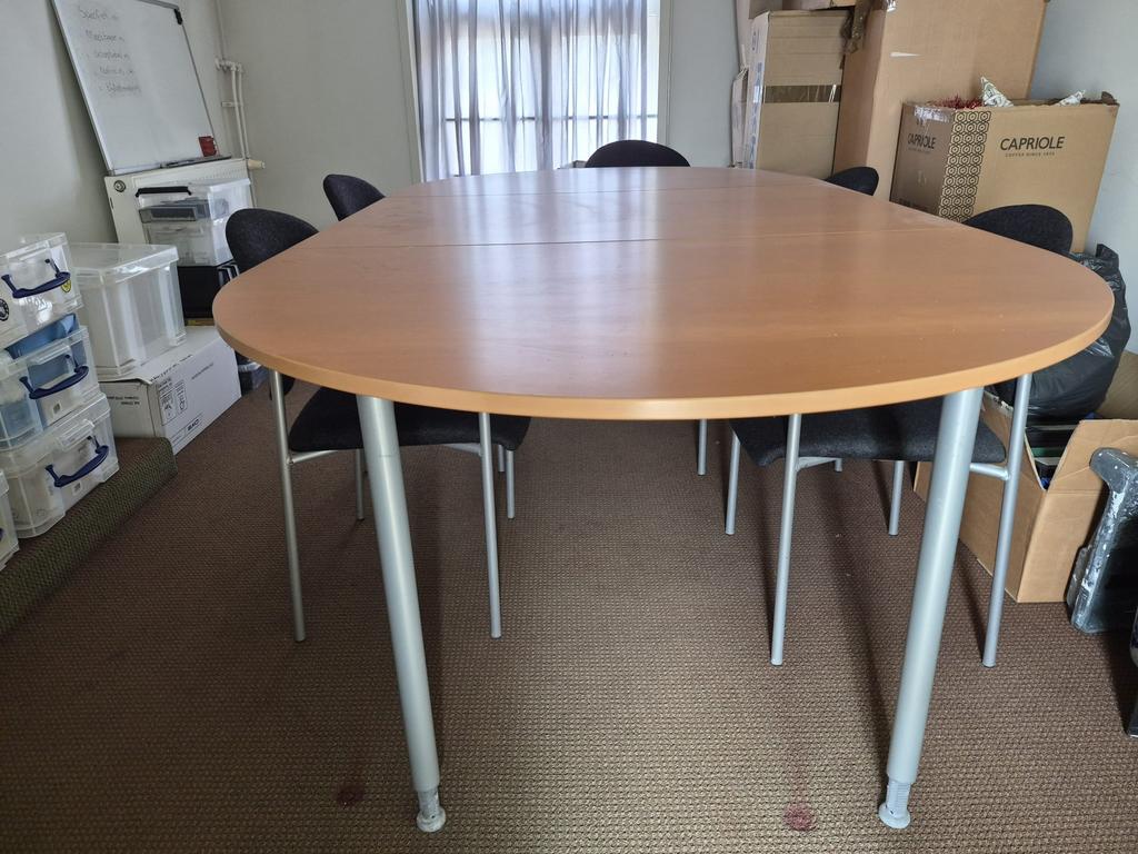 Vergadertafel / eetkamertafel met 6 stoelen  240 X 120, 100 tot 150 cm, 200 cm of meer, Ophalen of Verzenden, Zo goed als nieuw