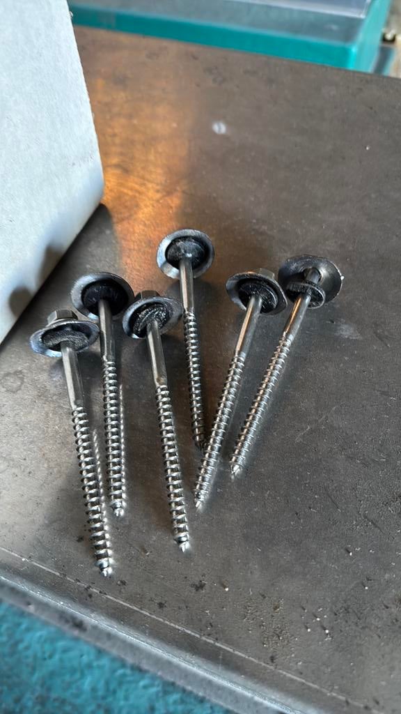 Nieuwe Golfplaatbouten RVS 7x110mm, Doe-het-zelf en Verbouw, Ophalen, 100 tot 250 mm, Schroeven, Nieuw