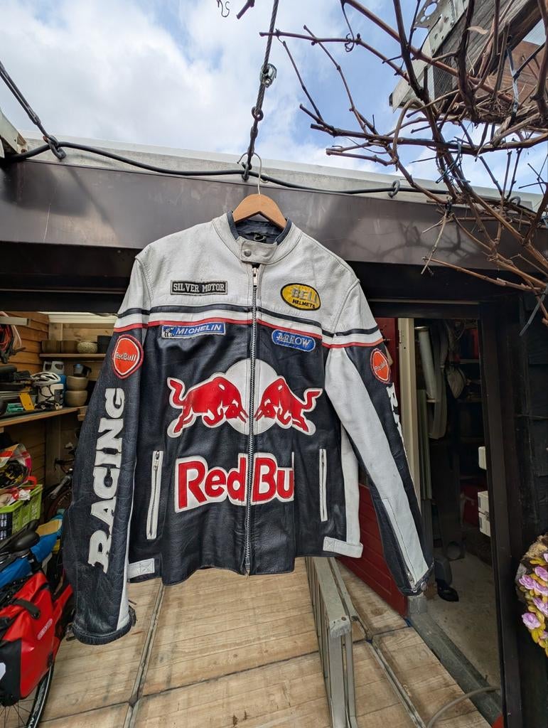 Vintage leren Red Bull motorjack., Ophalen of Verzenden, Tweedehands, Jas | leer