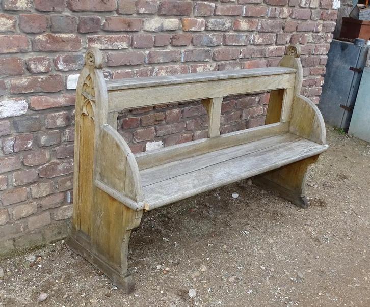 oude eikenhouten kerkbank bank, Antiek en Kunst, Curiosa en Brocante, Ophalen