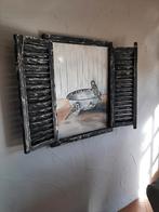 Wandpaneel met handgeschilderd canvas, Ophalen of Verzenden, Minder dan 65 cm