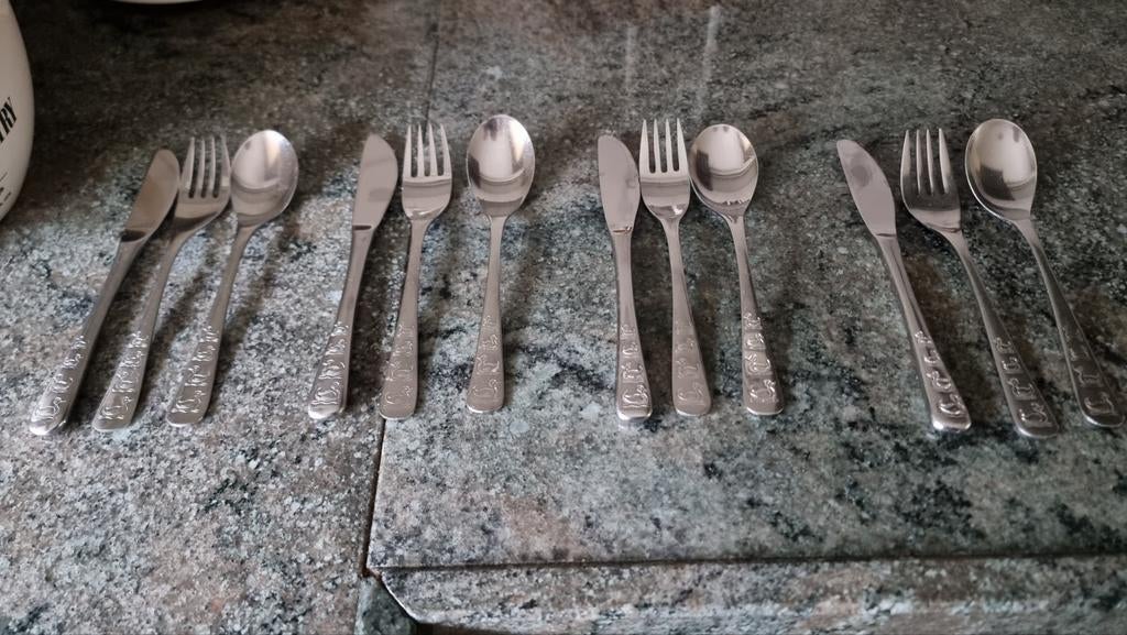 wmf kinder bestek zwaantje 4 x kompleet, Ophalen, Kunststof