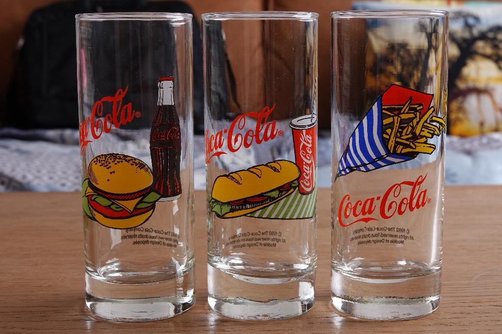 Coca Cola glazen 3 stuks. Origineel. Nieuw., Ophalen of Verzenden, Nieuw, Frisdrankglas