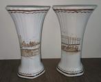 Set van 2 Sepia Vazen met Handgeschilderde Afbeelding, Ophalen of Verzenden