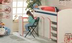 Hoogslaper met bureautje en kastjes wit Vroomshoop, Ophalen, Gebruikt, Eenpersoons, Minder dan 160 cm