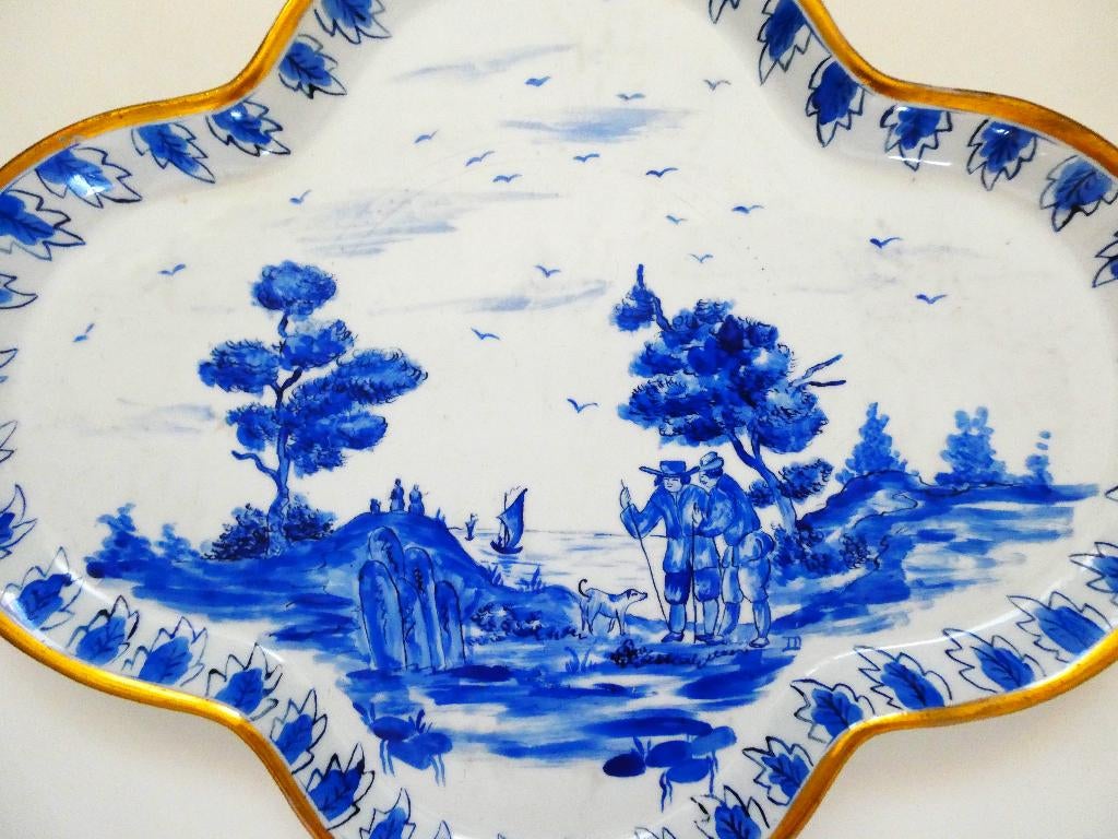 Schaal dienblad / 8 water bekers ( Delfts blauw) geschilderd, Ophalen of Verzenden