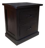 Zwarte mangohouten 2-ladekast, Ophalen, 1 of 2 laden, Nieuw, 50 tot 100 cm