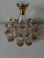 Vintage likeurset met karaf en 8 glaasjes - insectenmotief, Antiek en Kunst, Ophalen