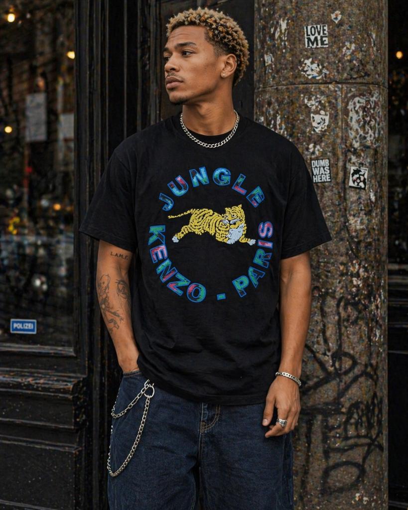 H&M x Kenzo tiger t-shirt | M, Maat 48/50 (M), Zwart, Ophalen of Verzenden, Zo goed als nieuw