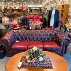 Prachtige Bordeauxrode Chesterfield 3-zits Bank, Ophalen, Gebruikt, Driepersoons, Rechte bank