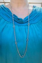 Zilveren lange vintage sierketting nr.577, Sieraden, Tassen en Uiterlijk, Kettingen, Verzenden, Zo goed als nieuw, Zilver, Zilver