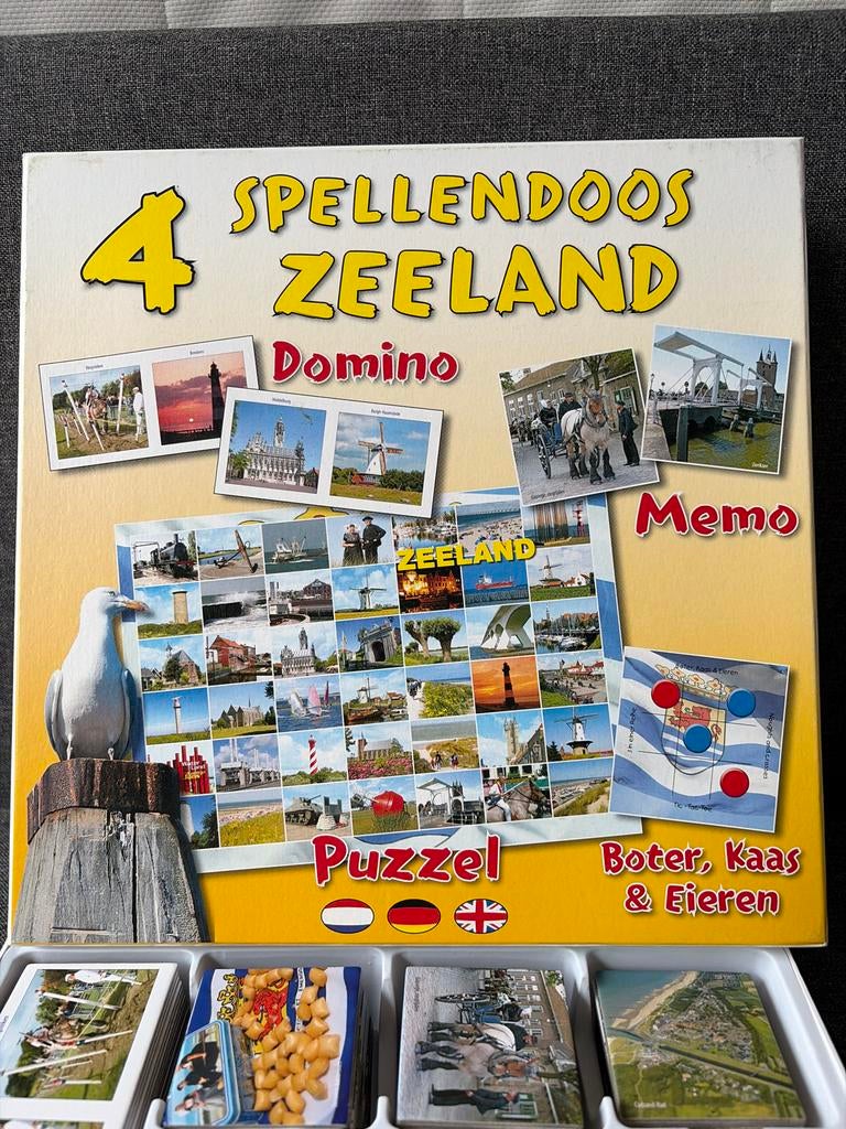 4 Spelletjes Zeeland: Domino, Memo, Puzzel, Boter Kaas Eiere, Hobby en Vrije tijd, Gezelschapsspellen | Bordspellen, Een of twee spelers