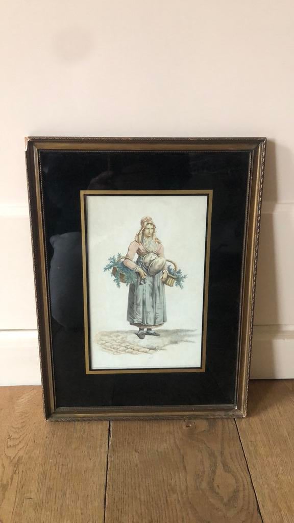 Antieke aquarel, Ophalen of Verzenden